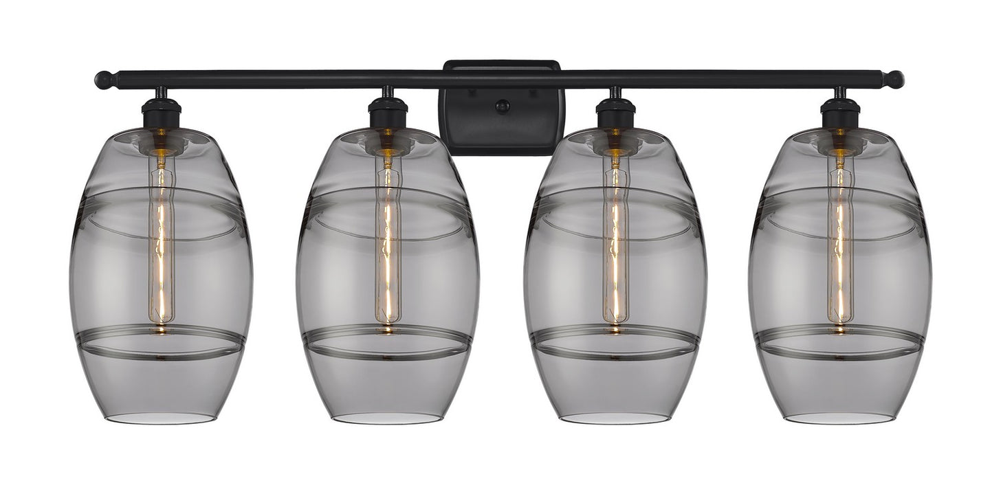 Innovations 516-4W-BK-G557-8SM Four Light Bath Vanity, Matte Black
