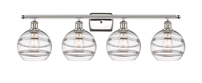 Innovations 516-4W-PN-G556-8CL Four Light Bath Vanity, Polished Nickel