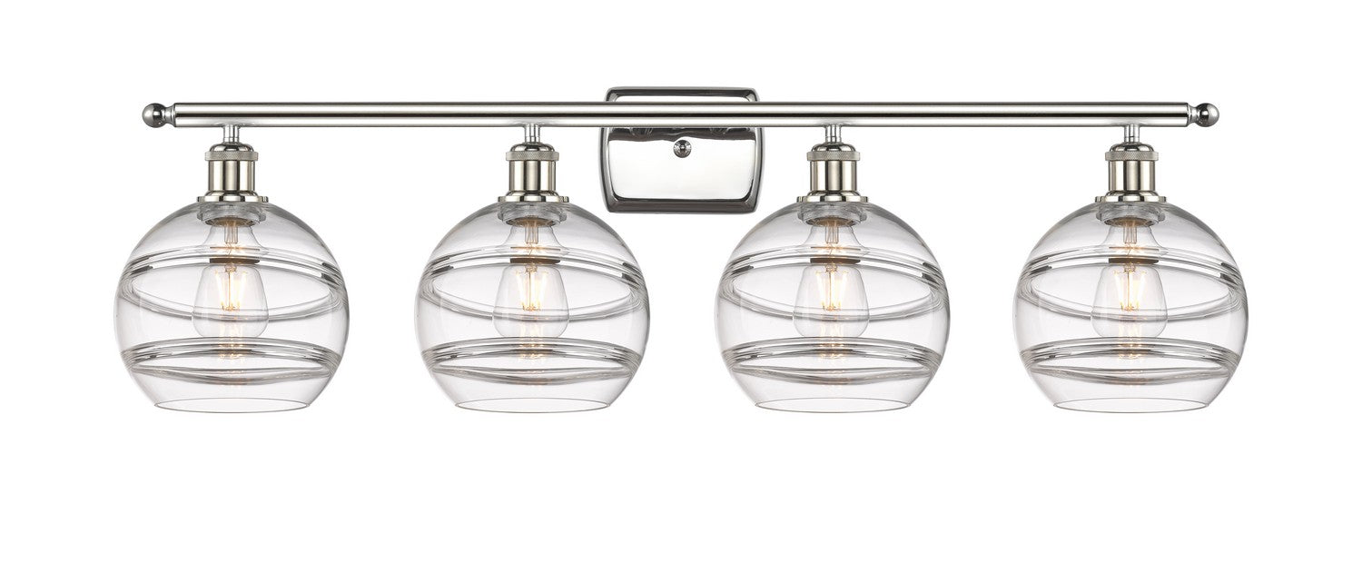 Innovations 516-4W-PN-G556-8CL Four Light Bath Vanity, Polished Nickel