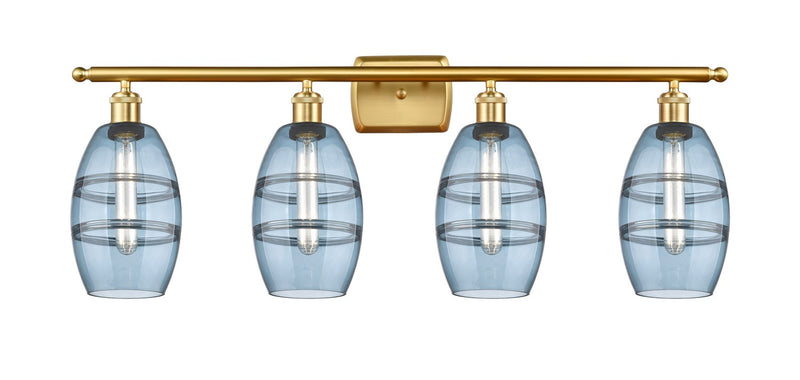 Innovations 516-4W-SG-G557-6BL Four Light Bath Vanity, Satin Gold