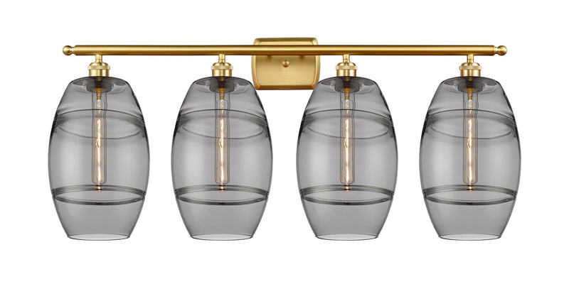 Innovations 516-4W-SG-G557-8SM Four Light Bath Vanity, Satin Gold