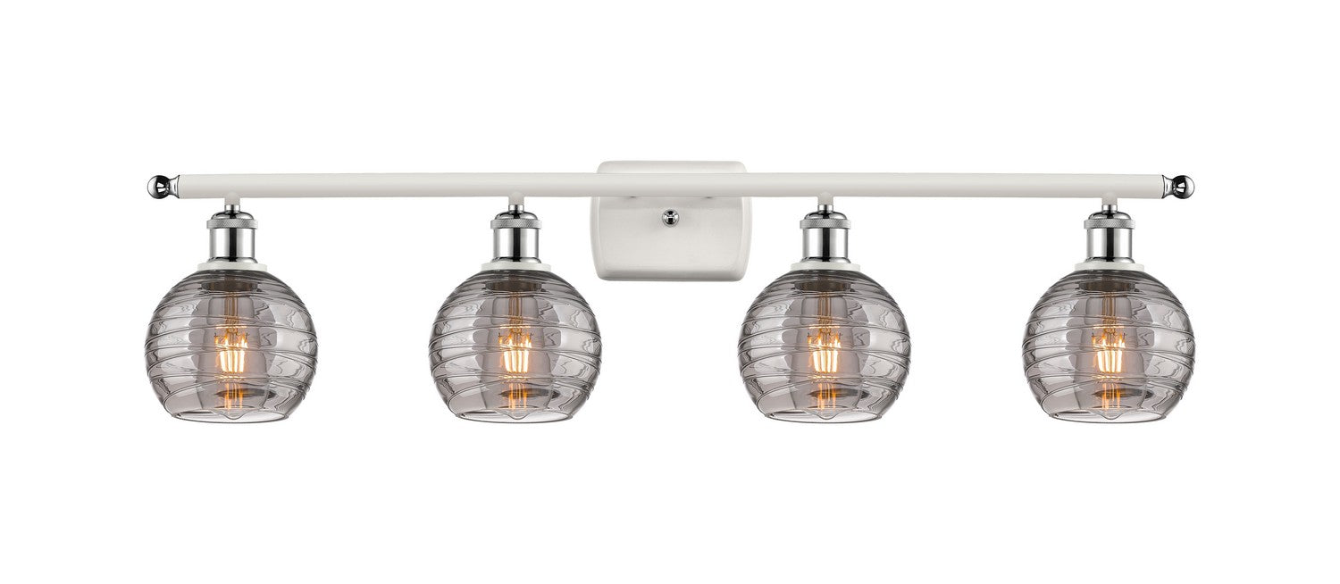 Innovations 516-4W-WPC-G1213-6SM Four Light Bath Vanity, White Polished Chrome