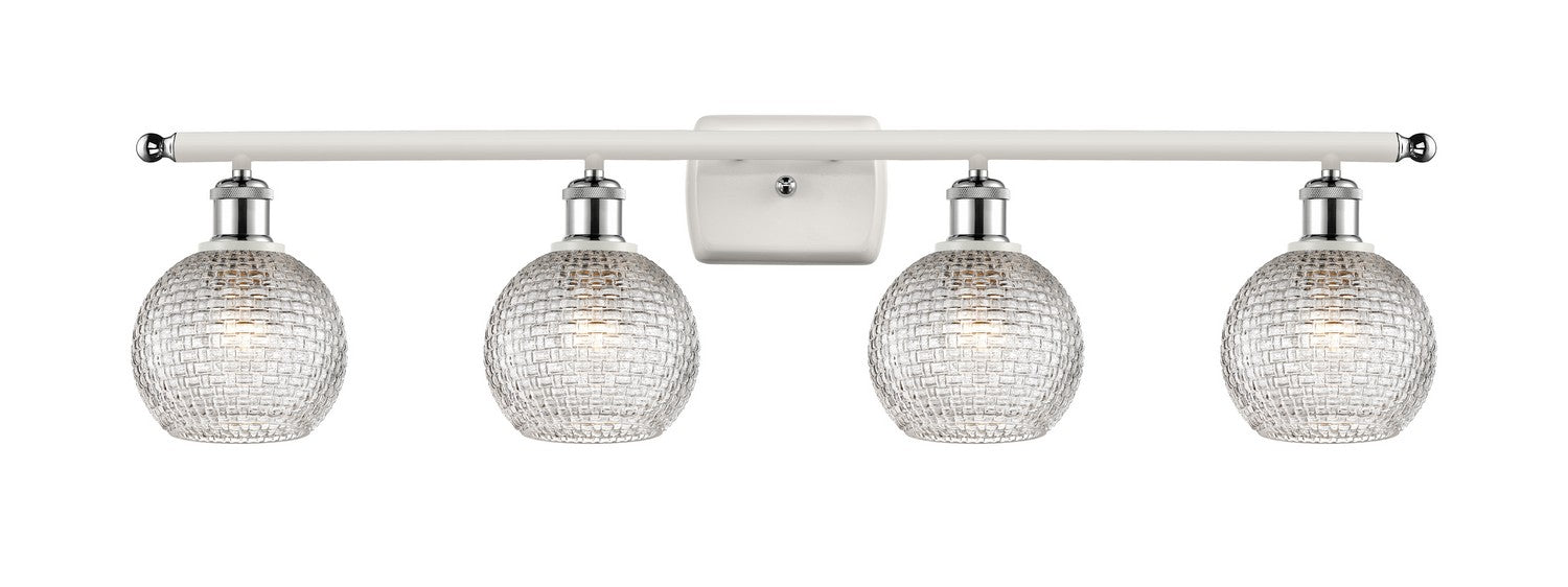Innovations 516-4W-WPC-G122C-6CL Four Light Bath Vanity, White Polished Chrome