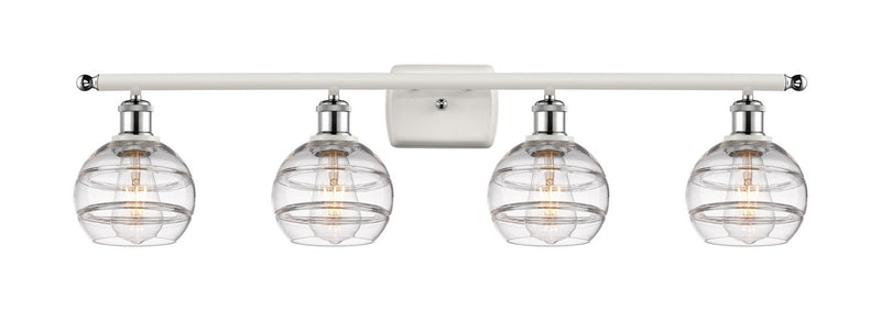 Innovations 516-4W-WPC-G556-6CL Four Light Bath Vanity, White Polished Chrome