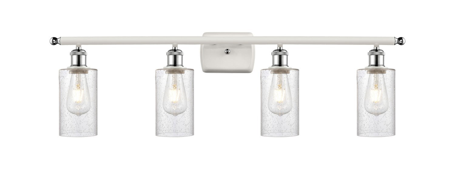 Innovations 516-4W-WPC-G804 Four Light Bath Vanity, White Polished Chrome