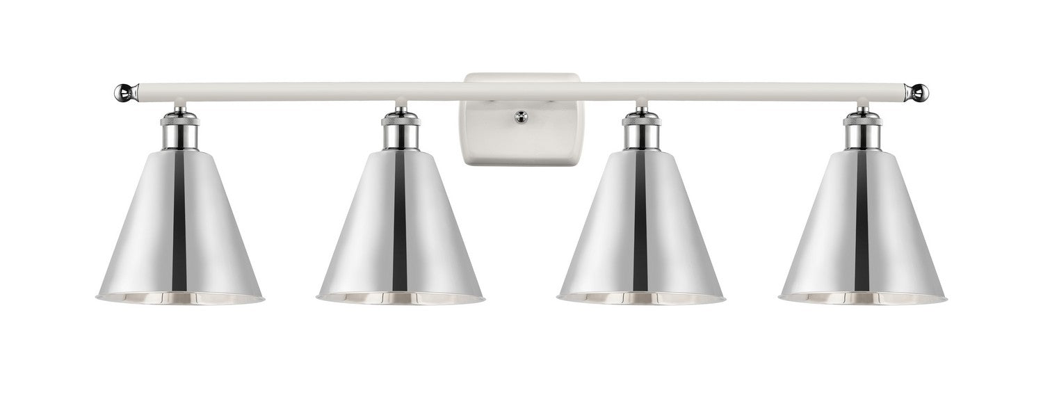 Innovations 516-4W-WPC-MBC-8-PC Four Light Bath Vanity, White Polished Chrome
