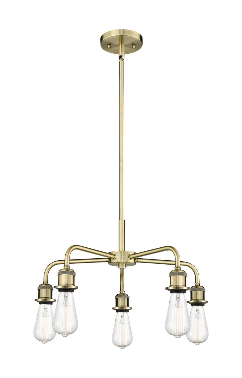 Innovations 516-5CR-AB Five Light Chandelier, Antique Brass