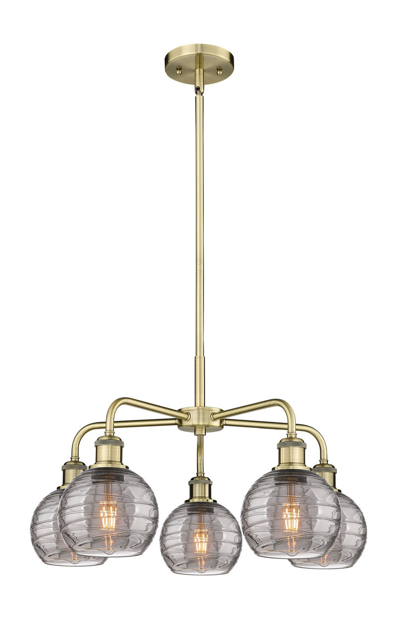 Innovations 516-5CR-AB-G1213-6SM Five Light Chandelier, Antique Brass