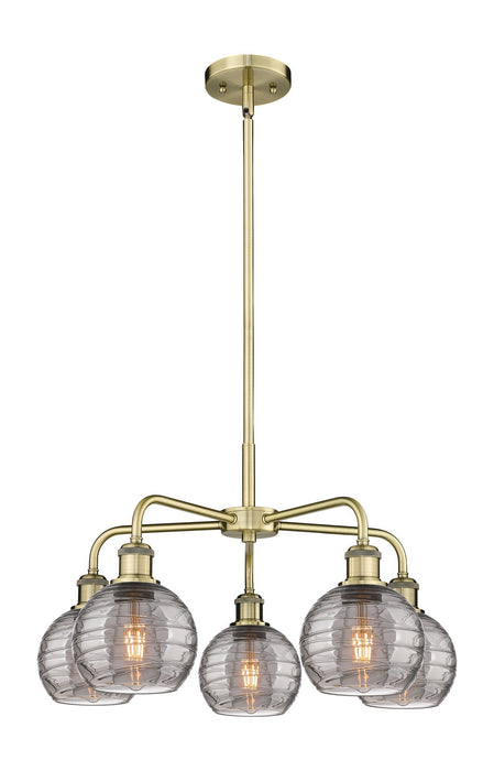 Innovations 516-5CR-AB-G1213-6SM Five Light Chandelier, Antique Brass