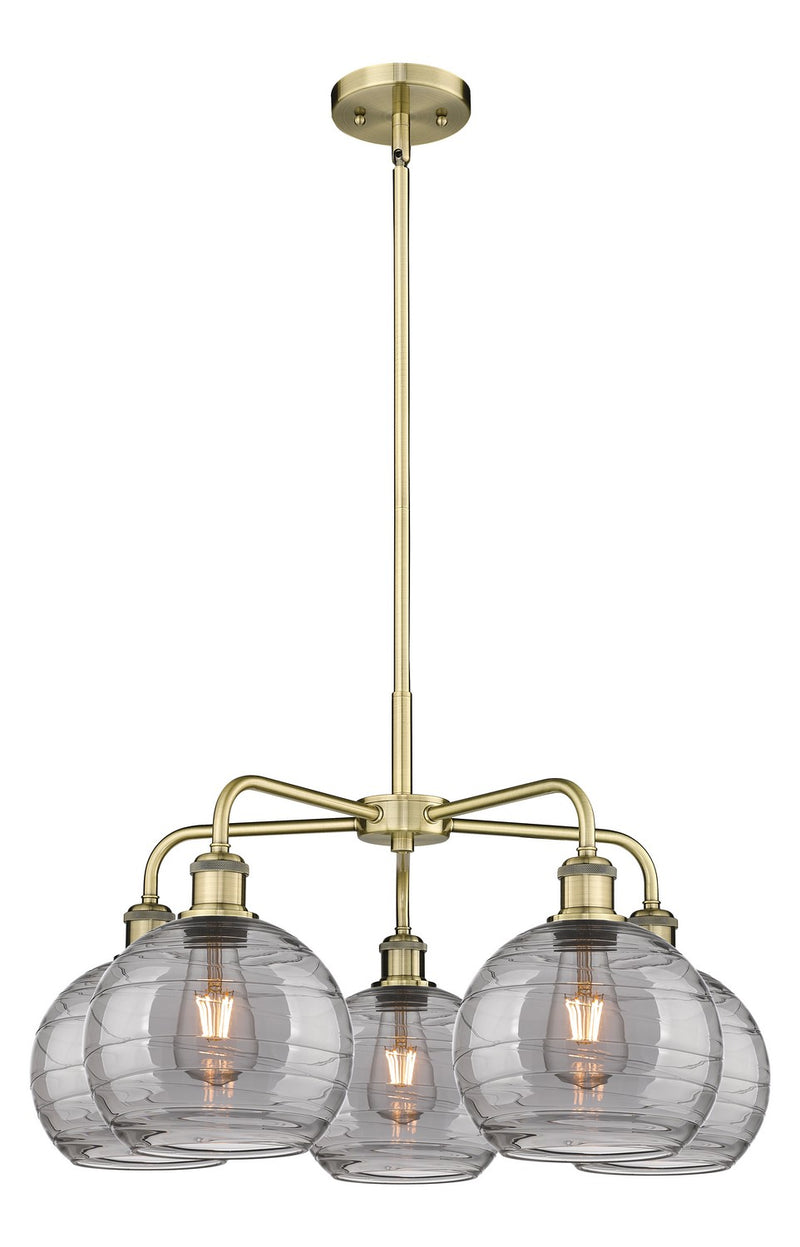 Innovations 516-5CR-AB-G1213-8SM Five Light Chandelier, Antique Brass