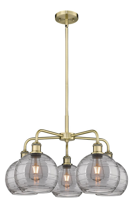 Innovations 516-5CR-AB-G1213-8SM Five Light Chandelier, Antique Brass