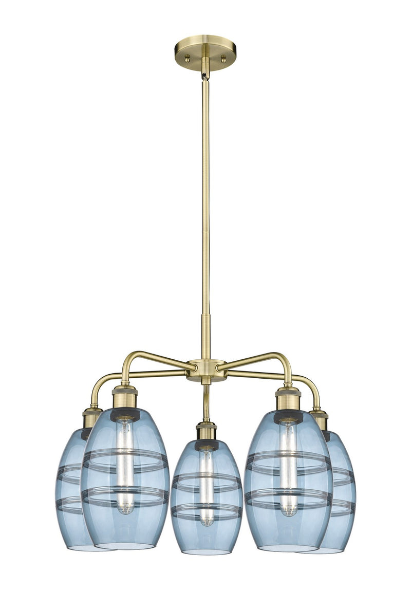 Innovations 516-5CR-AB-G557-6BL Five Light Chandelier, Antique Brass