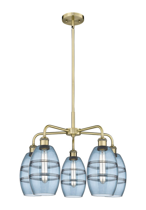 Innovations 516-5CR-AB-G557-6BL Five Light Chandelier, Antique Brass
