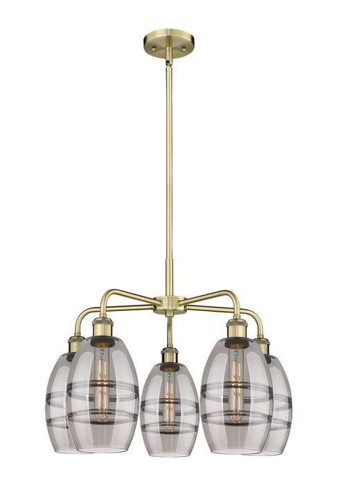Innovations 516-5CR-AB-G557-6SM Five Light Chandelier, Antique Brass