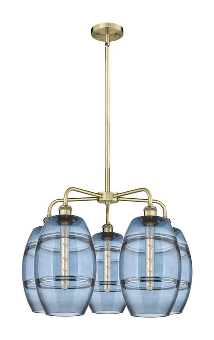 Innovations 516-5CR-AB-G557-8BL Five Light Chandelier, Antique Brass