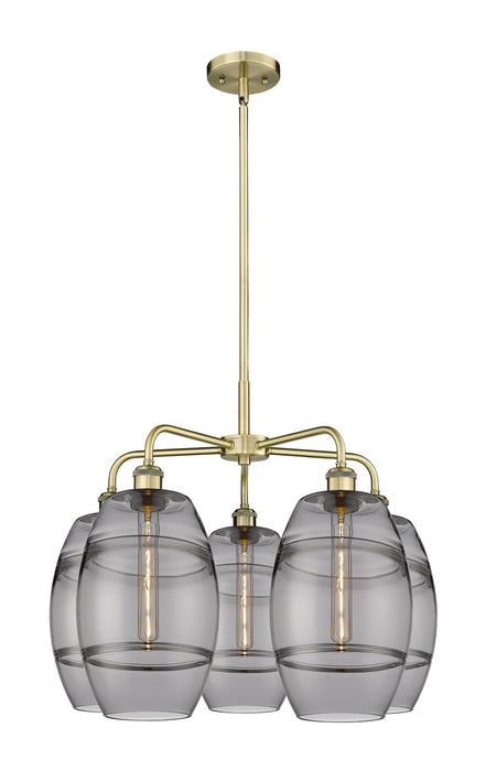 Innovations 516-5CR-AB-G557-8SM Five Light Chandelier, Antique Brass
