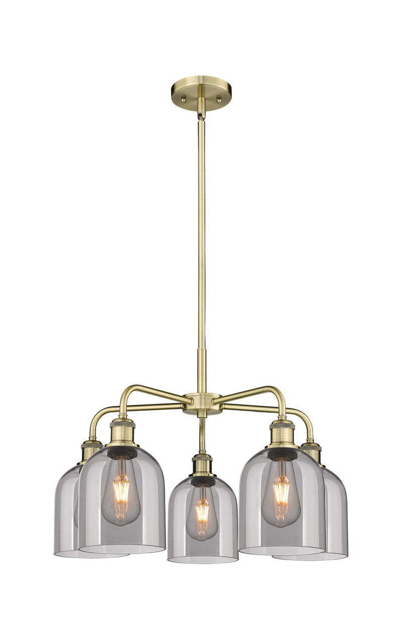 Innovations 516-5CR-AB-G558-6SM Five Light Chandelier, Antique Brass