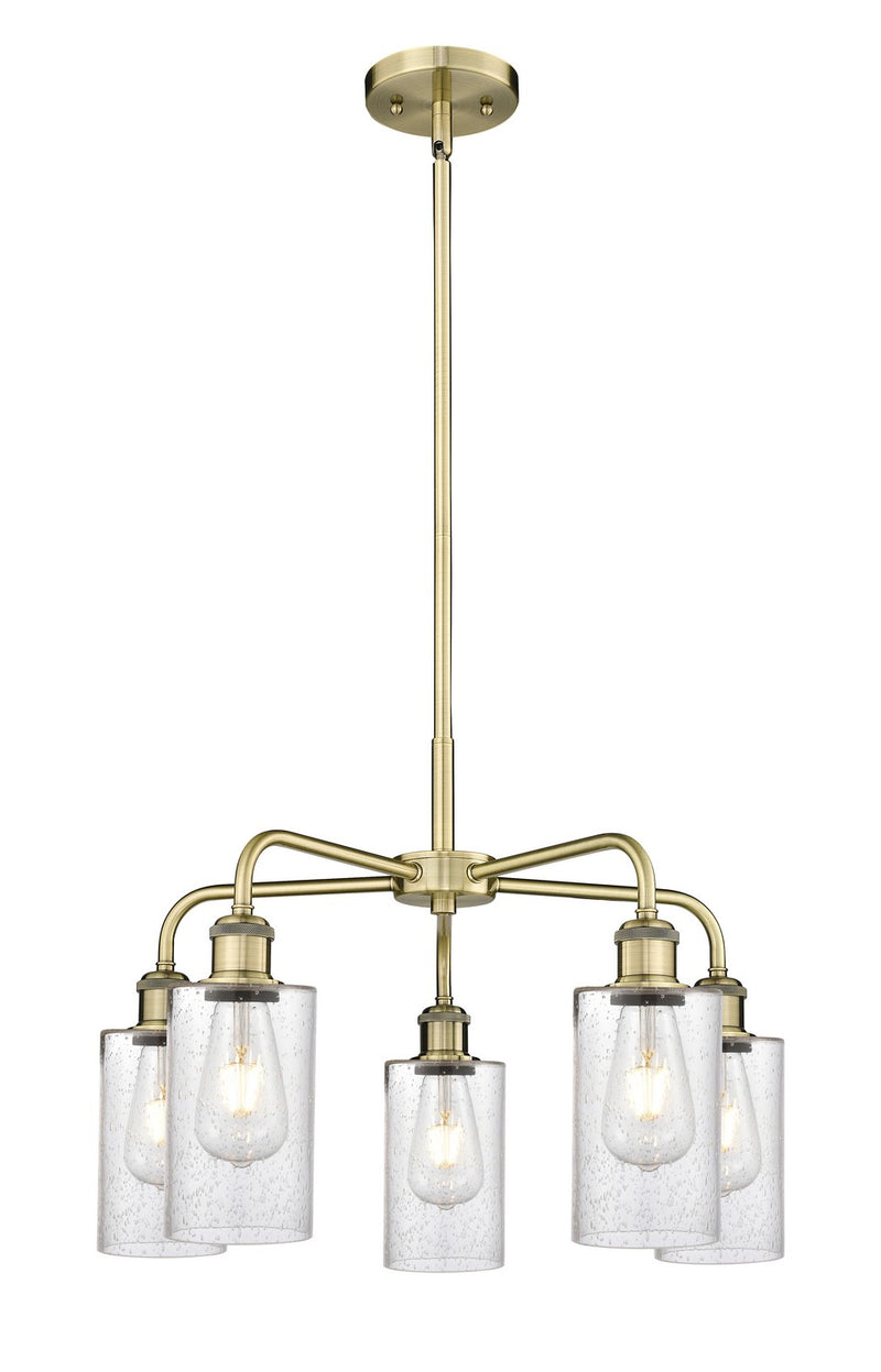 Innovations 516-5CR-AB-G804 Five Light Chandelier, Antique Brass