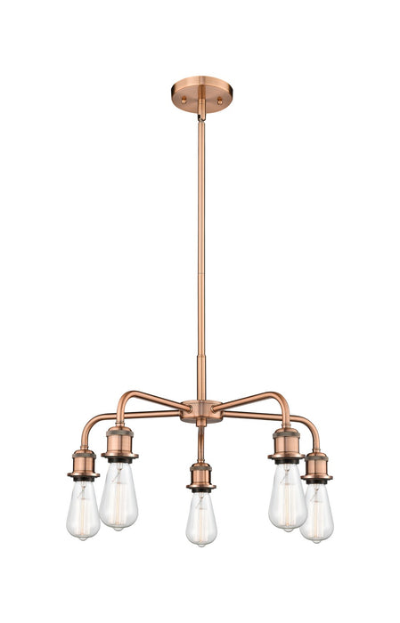 Innovations 516-5CR-AC Five Light Chandelier, Antique Copper
