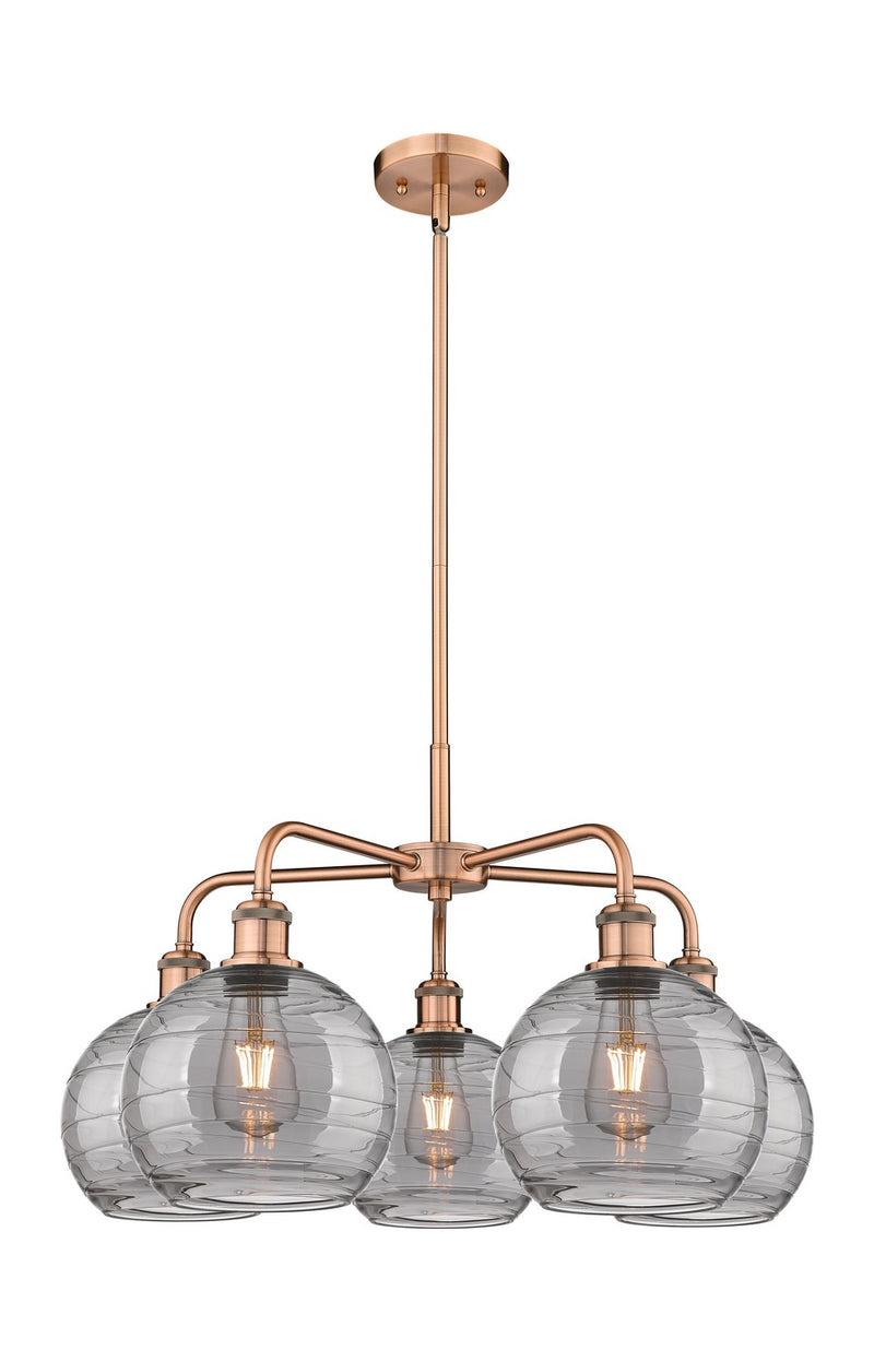 Innovations 516-5CR-AC-G1213-8SM Five Light Chandelier, Antique Copper