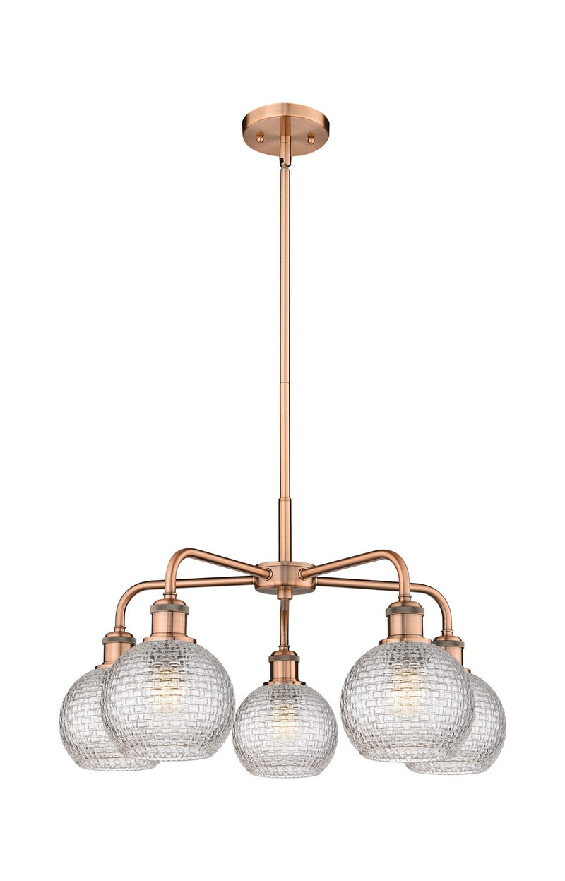 Innovations 516-5CR-AC-G122C-6CL Five Light Chandelier, Antique Copper