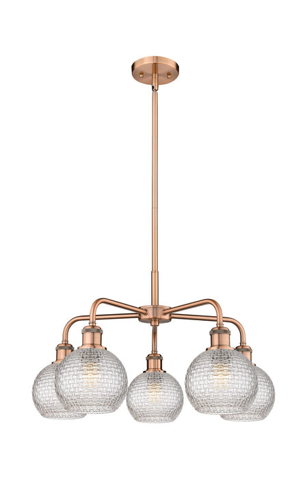 Innovations 516-5CR-AC-G122C-6CL Five Light Chandelier, Antique Copper