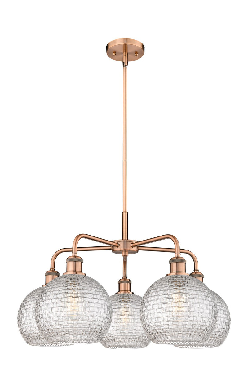 Innovations 516-5CR-AC-G122C-8CL Five Light Chandelier, Antique Copper