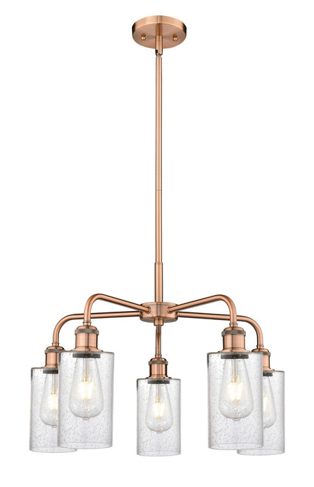 Innovations 516-5CR-AC-G804 Five Light Chandelier, Antique Copper
