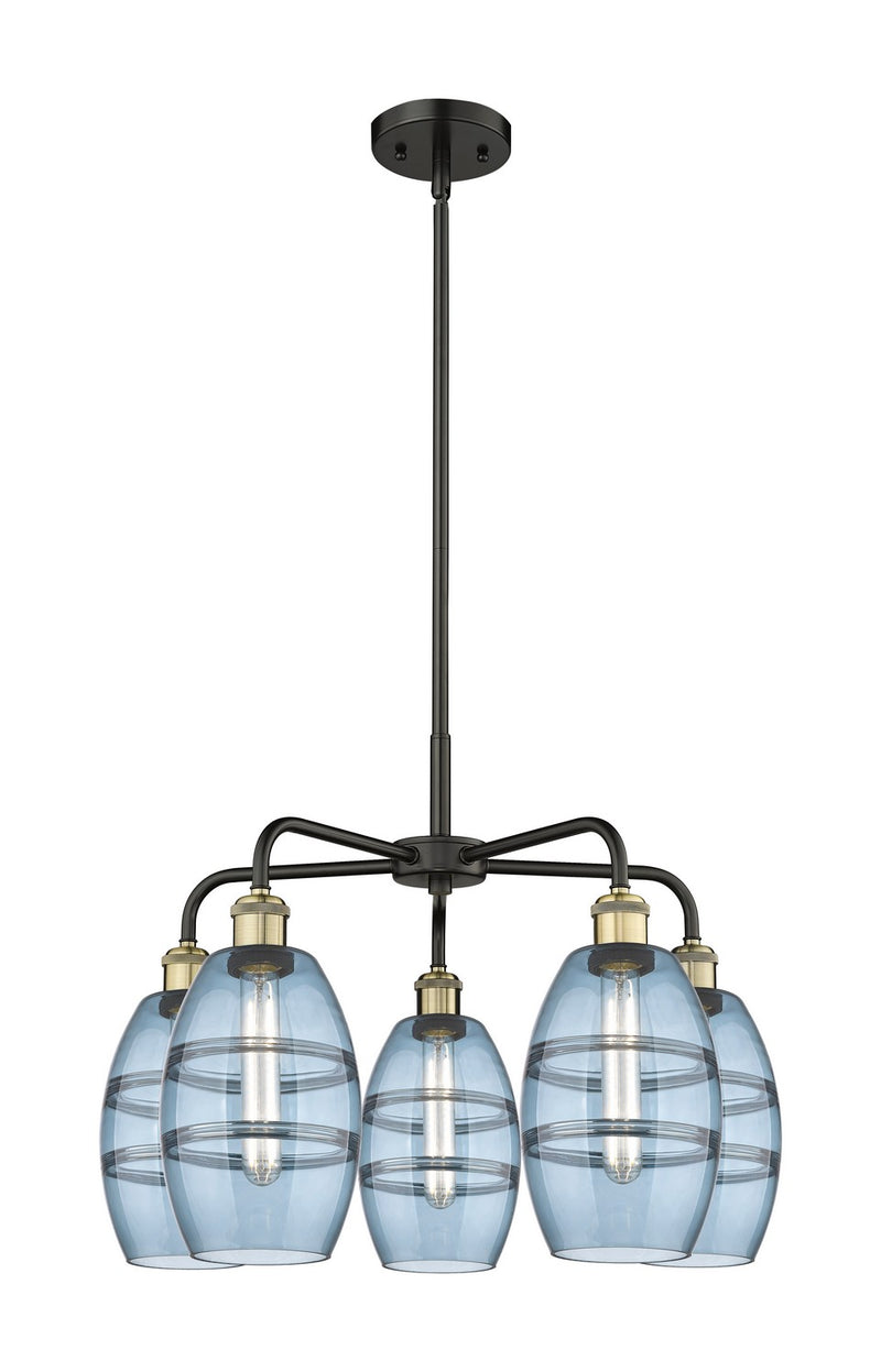 Innovations 516-5CR-BAB-G557-6BL Five Light Chandelier, Black Antique Brass