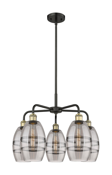 Innovations 516-5CR-BAB-G557-6SM Five Light Chandelier, Black Antique Brass