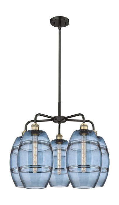 Innovations 516-5CR-BAB-G557-8BL Five Light Chandelier, Black Antique Brass
