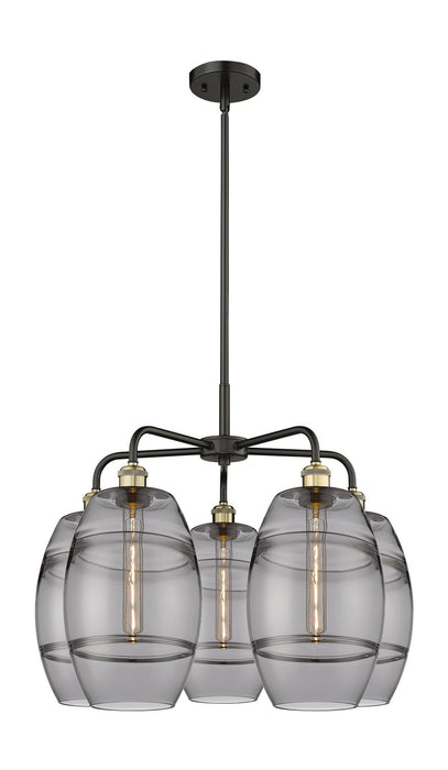 Innovations 516-5CR-BAB-G557-8SM Five Light Chandelier, Black Antique Brass