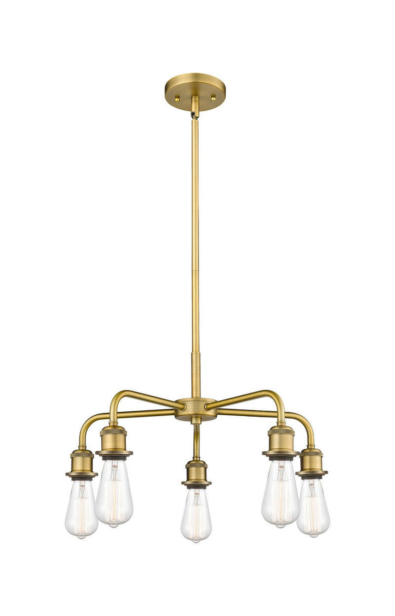 Innovations 516-5CR-BB Five Light Chandelier, Brushed Brass