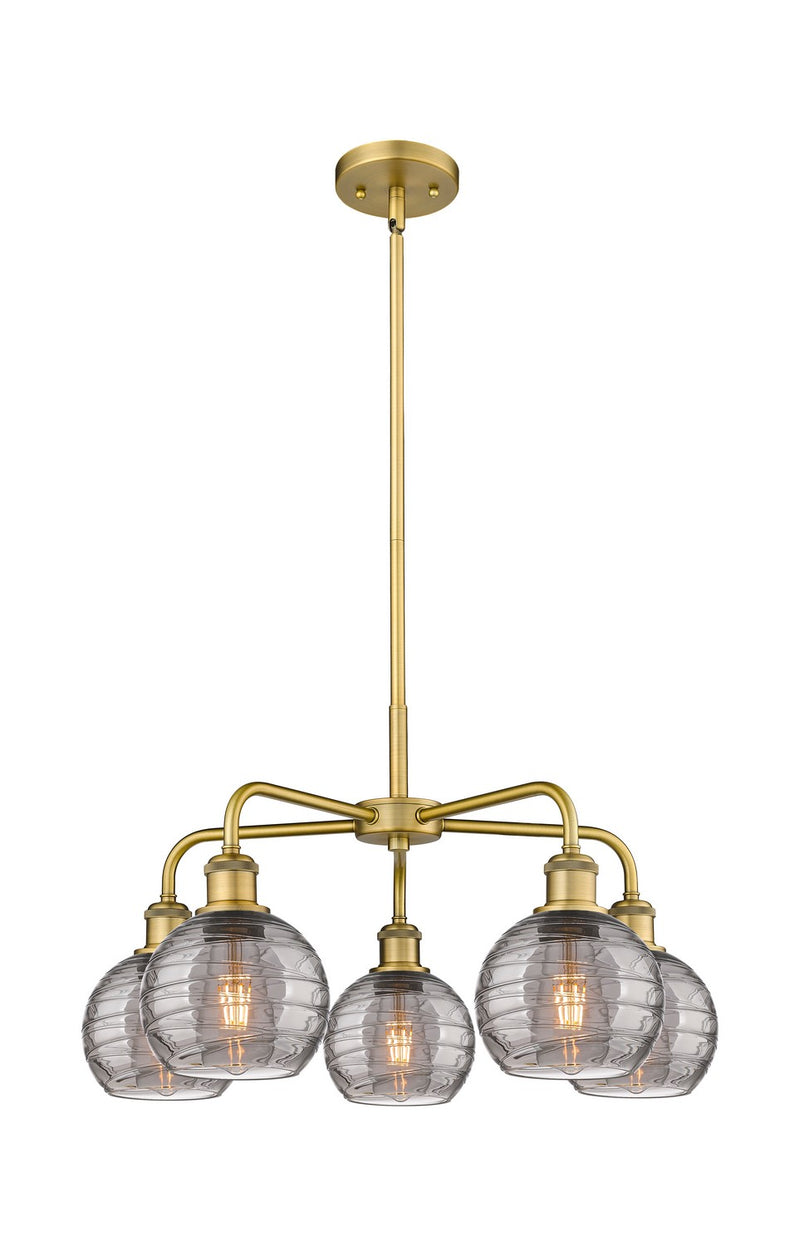 Innovations 516-5CR-BB-G1213-6SM Five Light Chandelier, Brushed Brass