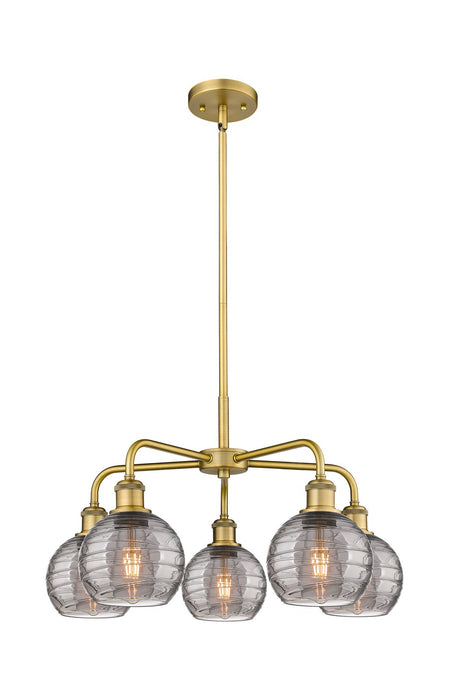 Innovations 516-5CR-BB-G1213-6SM Five Light Chandelier, Brushed Brass