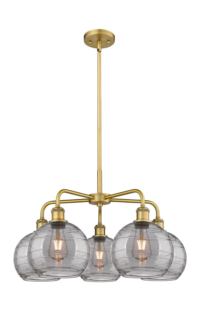 Innovations 516-5CR-BB-G1213-8SM Five Light Chandelier, Brushed Brass