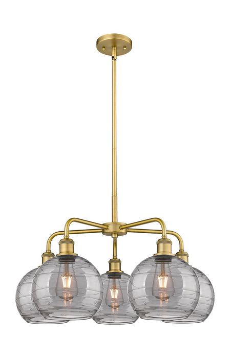 Innovations 516-5CR-BB-G1213-8SM Five Light Chandelier, Brushed Brass