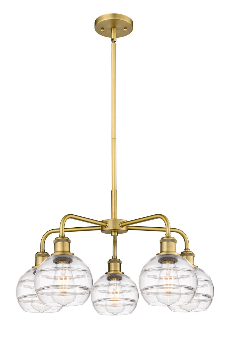 Innovations 516-5CR-BB-G556-6CL Five Light Chandelier, Brushed Brass