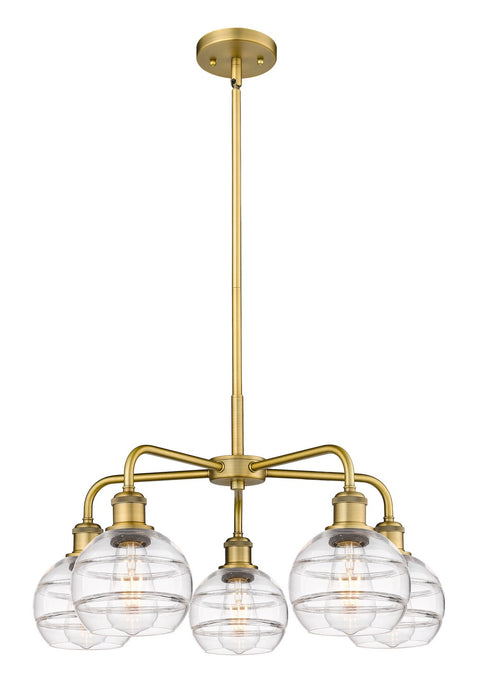 Innovations 516-5CR-BB-G556-6CL Five Light Chandelier, Brushed Brass
