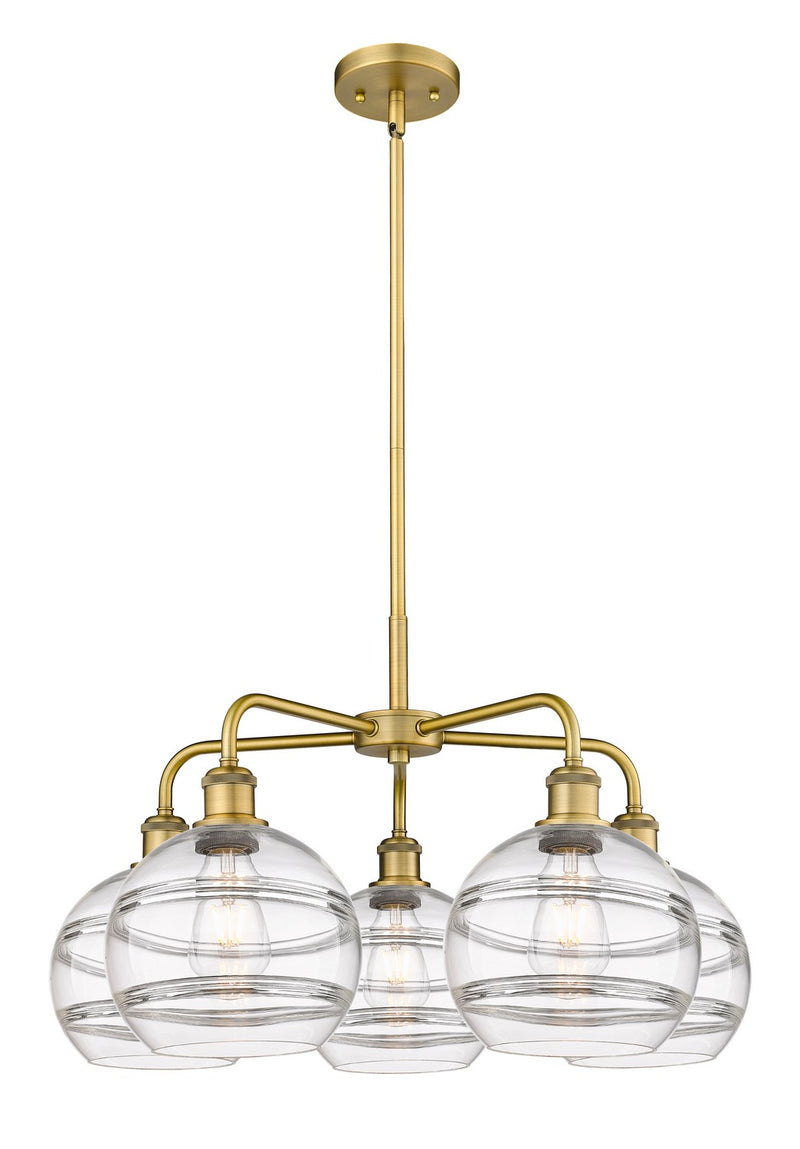 Innovations 516-5CR-BB-G556-8CL Five Light Chandelier, Brushed Brass