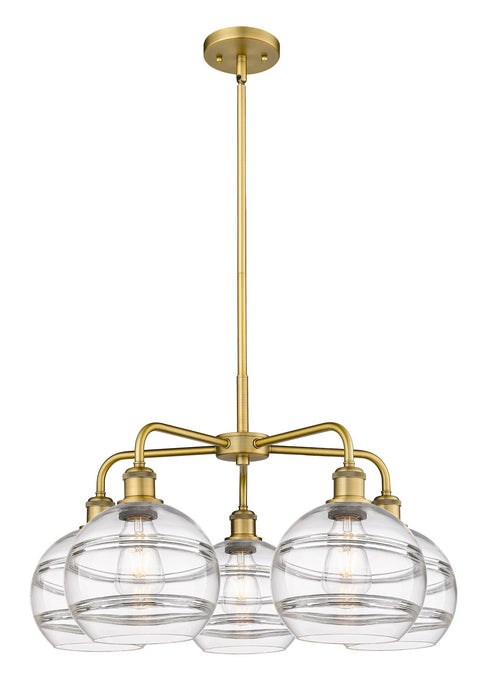 Innovations 516-5CR-BB-G556-8CL Five Light Chandelier, Brushed Brass
