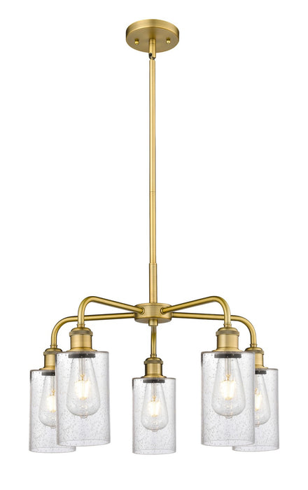 Innovations 516-5CR-BB-G804 Five Light Chandelier, Brushed Brass