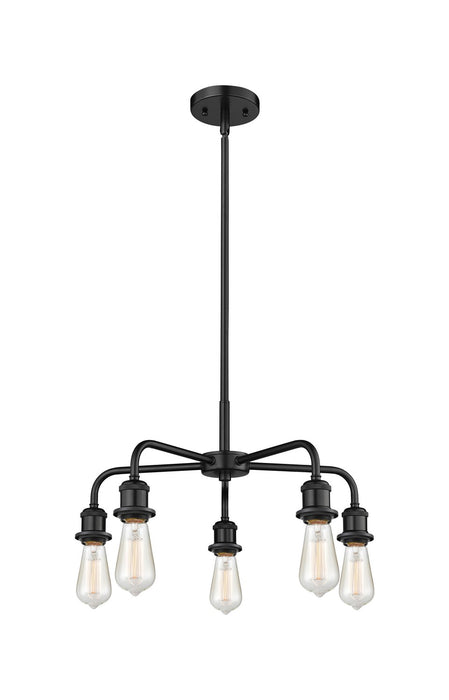 Innovations 516-5CR-BK Five Light Chandelier, Matte Black