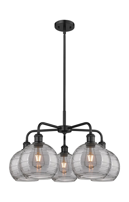 Innovations 516-5CR-BK-G1213-8SM Five Light Chandelier, Matte Black