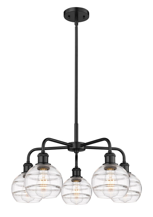Innovations 516-5CR-BK-G556-6CL Five Light Chandelier, Matte Black