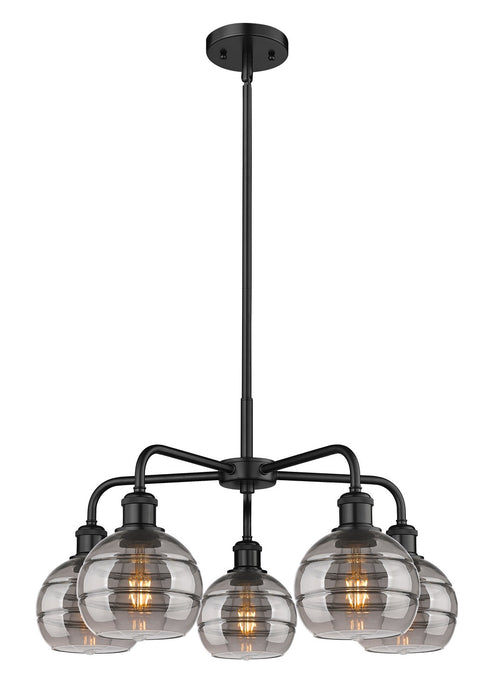 Innovations 516-5CR-BK-G556-6SM Five Light Chandelier, Matte Black