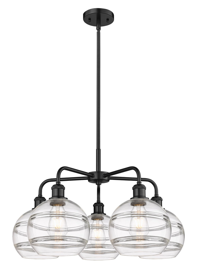 Innovations 516-5CR-BK-G556-8CL Five Light Chandelier, Matte Black