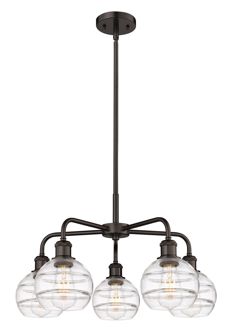 Innovations 516-5CR-OB-G556-6CL Five Light Chandelier, Oil Rubbed Bronze