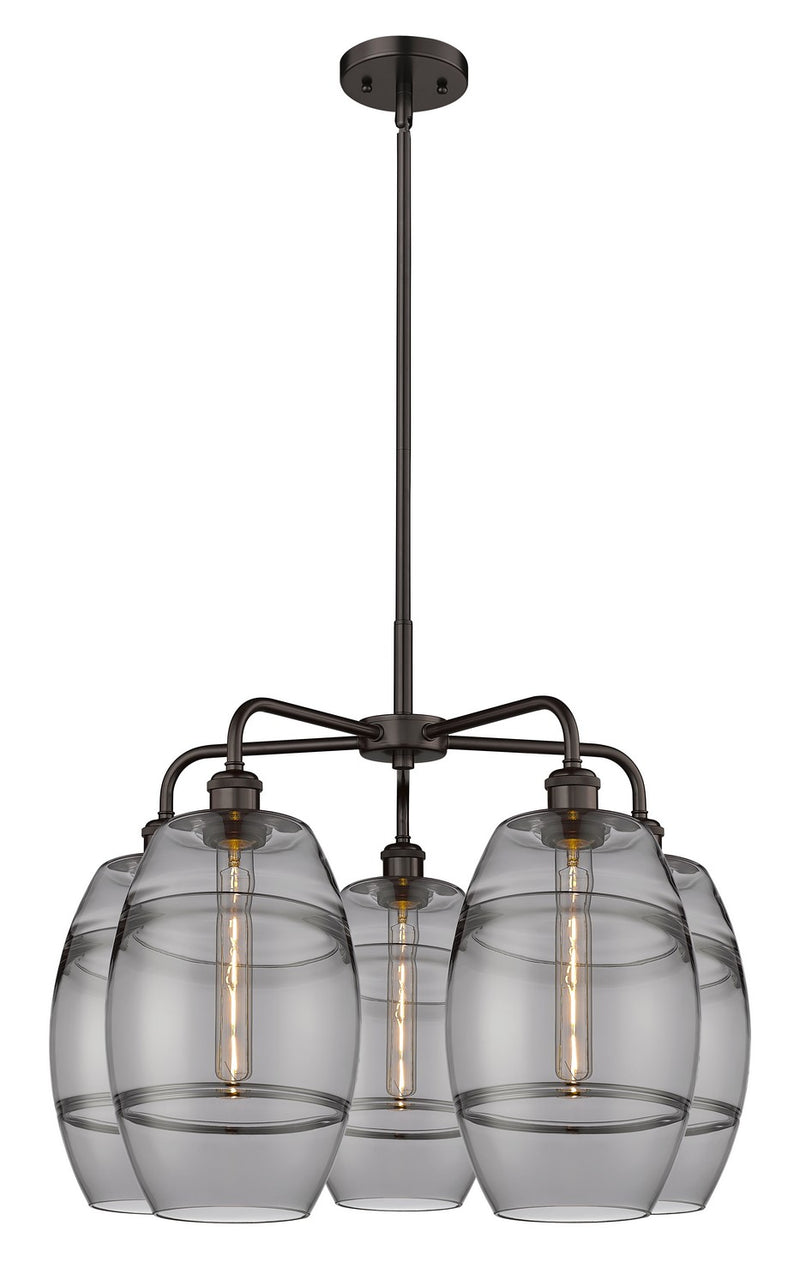 Innovations 516-5CR-OB-G557-8SM Five Light Chandelier, Oil Rubbed Bronze
