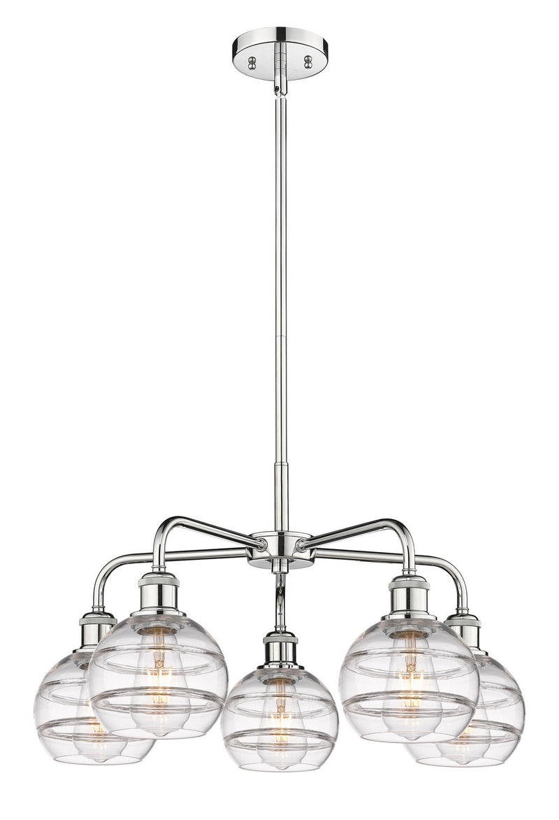 Innovations 516-5CR-PC-G556-6CL Five Light Chandelier, Polished Chrome